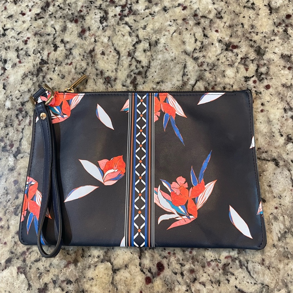 A New Day Black Floral Wristlet
